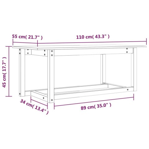  Stolik kawowy, szary, 110x55x45 cm, lite drewno sosnowe