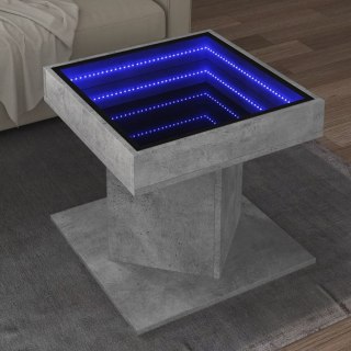  Stolik kawowy z LED, szarość betonu, 50x50x45 cm