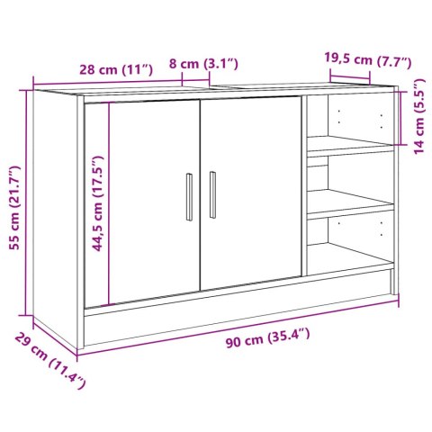  Szafka pod umywalkę, biała 90x29x55 cm, materiał drewnopochodny