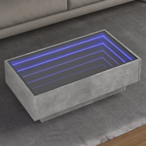  Stolik kawowy z LED, szarość betonu, 90x50x30 cm