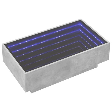  Stolik kawowy z LED, szarość betonu, 90x50x30 cm