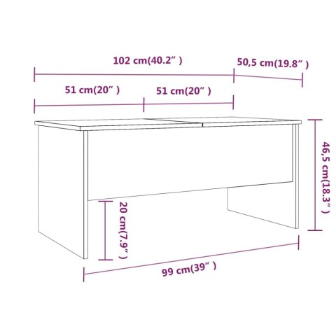  Stolik kawowy, czarny 102x50,5x46,5 cm, materiał drewnopochodny