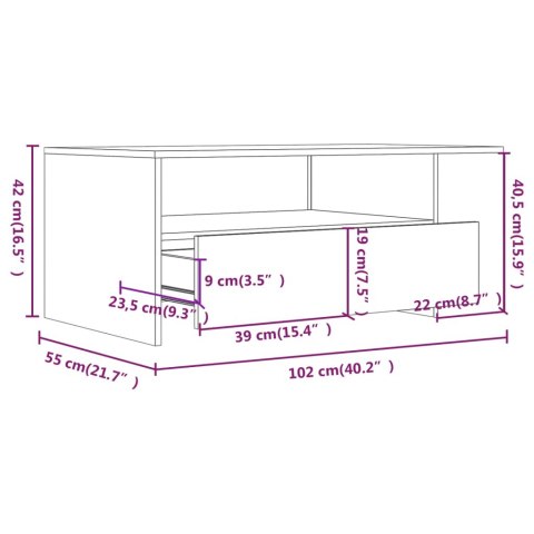  Stolik kawowy, dąb sonoma, 102x55x42, materiał drewnopochodny